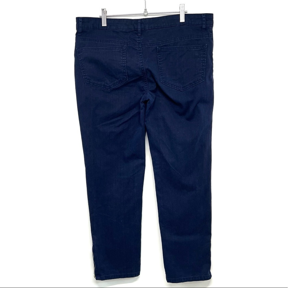 Norma Kamali Navy Blue Zipper Tapered Ankle Denim Pants Women’s 8 - Picture 4 of 10